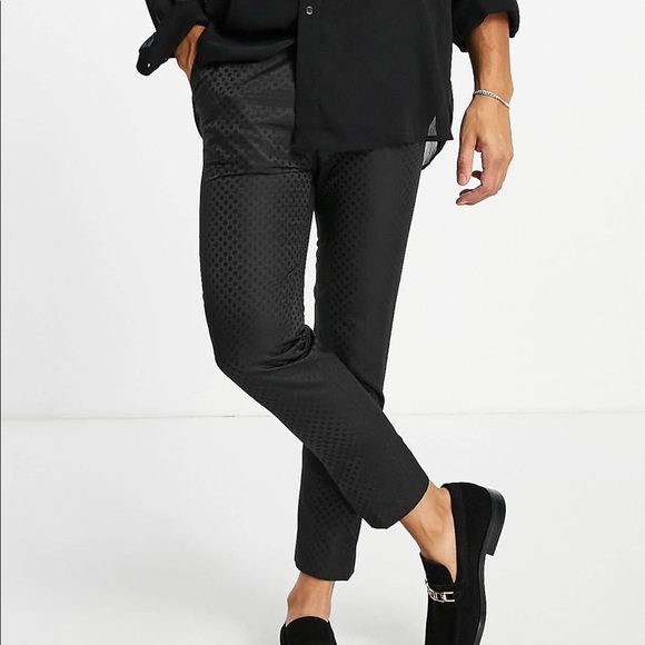 ASOS Pants Asos Design Satin Tapered Suit Pants In Black Tonal